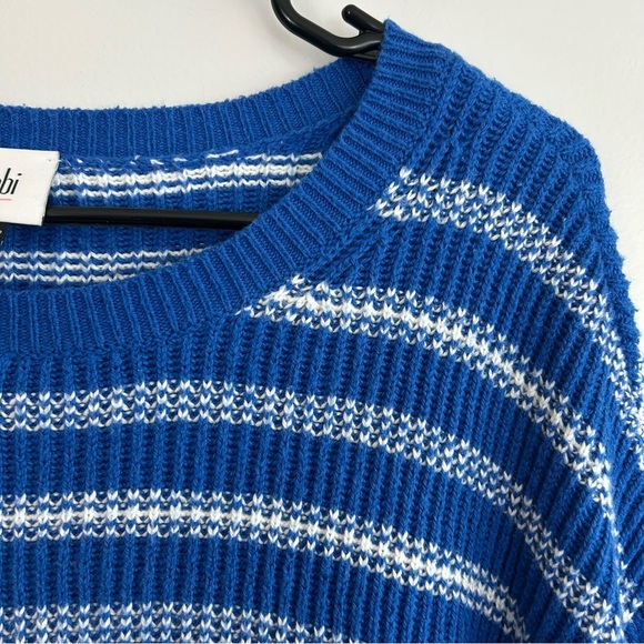 CAbi Blue/White Striped Knit Pullover Sweater w/ Buttons Size Medium #6165 - Picture 7 of 14